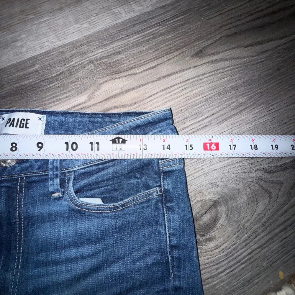 Paige Hoxton Slim Crop Jeans 28 Blue High Rise Raw Hem Designer Denim Casual - Picture 4 of 7